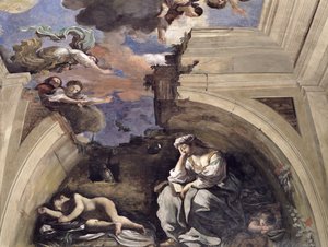 Sala di Aurora Aamunkoiton sali yksityiskohta yön allegoriasta, 1621 tempera paneelille.