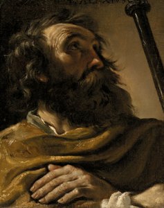 Pyhä Aleksius ruskeassa kääreessä, sauva kädessään tekijältä Giovanni Francesco Barbieri