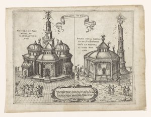 Konstantinopolissa tapahtui kristillinen ihme Miracolo apparso Costantinopoliksessa (otsikko esineessä) tekijältä Giovanni Francesco Camocio
