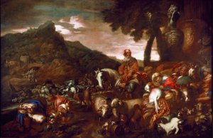 Giovanni Benedetto Castiglione dit il Grechetto (1610-1665) Abrahamin matka -maalaus, Palazzo Rosso Genesin galleria 1654 tekijältä Giovanni Francesco Castiglione