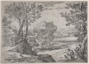 Perhe istuu joen rannalla, 1643. tekijältä Giovanni Francesco Grimaldi