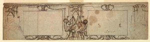 Piirustus, kaiverrettujen paneelien projekti, 1650 tekijältä Giovanni Francesco Romanelli