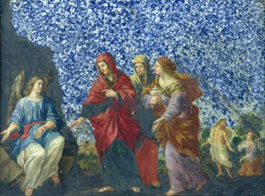 Pyhät naiset haudalla (öljy marmorilla) tekijältä Giovanni Francesco Romanelli