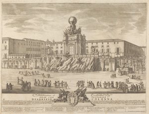 Januksen temppeli "Chinea"-festivaalille tekijältä Giovanni Girolamo Frezza after Alessandro Specchi