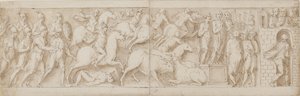 roomalaiset jousimiehet(?), roomalainen hyökkäys (XCIX); Marcus Aurelius puhui vartijoilleen (C); Marcus Aurelius saa varoituksen (CI) tekijältä Giovanni Guerra