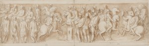 Sarmatialaiset ennen keisarillista neuvostoa (LXII loppu, LXIII alku); vartijoiden ympäröimänä Marcus Aurelius ja Pompeius hevosen selässä katselevat kahakkaa (XC); Saksalaiset aateliset tuomassa viestin (XCI:n puoliväliin asti)