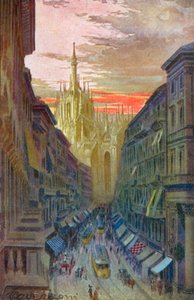 Milano / Milano: Corso Vittorio Emanuele II (värilitografia).