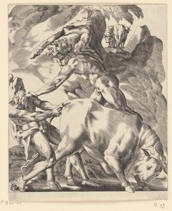 Hercules taistelee Cacuksen kanssa Kohtauksia Herculesin kanssa (sarjan nimi) tekijältä Giovanni Jacopo Caraglio