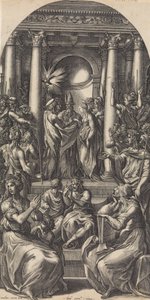 Neitsyen häät, n. 1525-26. tekijältä Giovanni Jacopo Caraglio