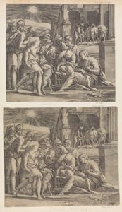 Paimenten palvonta. tekijältä Giovanni Jacopo Caraglio