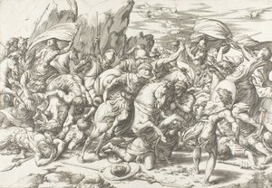 Taistelu Kilven ja Lancen ympärillä tekijältä Giovanni Jacopo Caraglio