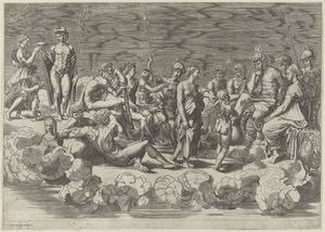 Kokoelma jumalia Olympuksella tekijältä Giovanni Jacopo Caraglio
