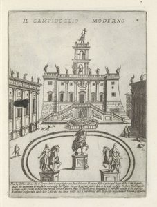 Rooman päärakennus Moderni Capitol (otsikko esineessä) Moderne en antieke monumenten en bouwwerken in Rome (sarjan nimi) Rooman almakaupungin muinaisten ja nykyaikaisten rakennusten koristeet (sarjan nimi)