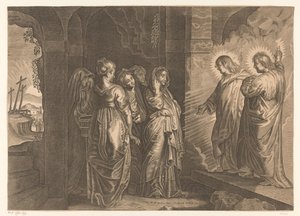 Pyhät naiset Kristuksen haudalla tekijältä Giovanni Merlo (attributed to)