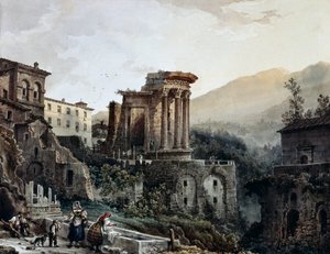 Vestan temppeli Tivolissa, kirjoittanut Giovanni Migliara (1785-1837), Italia