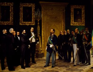 Toscanan edustajat, Giovanni Mochin (1829-1892) esittämä Italian liittäminen Viktor Emmanuel II:lle, yhdistymisaika, Italia