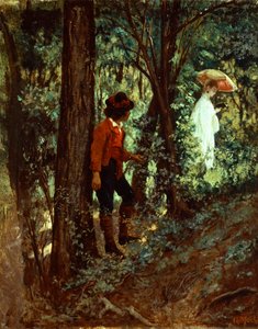 Giovanni Mochin (1829-1893) metsässä, öljy kankaalle, 27x22 cm