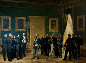 Viktor Emmanuel II vastaanottaa Toscanan edustajat päätöksellä liittämisestä kuningaskuntaan. Italia