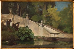 Portaikko lampineen (öljy kankaalle) tekijältä Giovanni Muzzioli