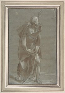 Seisova mieshahmo, jossa on kädet koholla, 1565-71. tekijältä Giovanni Paolo Lomazzo