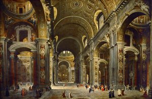 Kardinaali Melchior de Polignac vierailee Pyhän Pietarin basilikassa Roomassa tekijältä Giovanni Paolo Pannini
