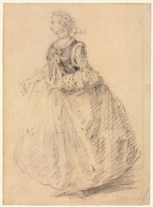 Pysyvä nainen ermine-muhvilla, 1700-luku. tekijältä Giovanni Paolo Pannini