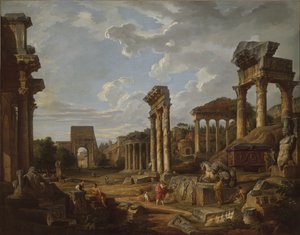 Capriccio Forum Romanumilta, 1741 tekijältä Giovanni Paolo Pannini