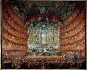 Konsertti pidettiin Argentiinan teatterissa Roomassa 15. heinäkuuta 1747 Louis XV:n pojan delfiini Louis de Francen (1729-1765) avioliiton yhteydessä Saksilaisen Marie Josephen kanssa. Giovanni Paolo Panninin (Panini) maalaus (1691-1765) tekijältä Giovanni Paolo Pannini