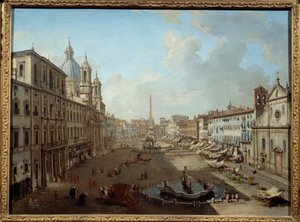 Piazza Navona Roomassa (Piazza Navona, Rooma). Maalaus Giovanni Paolo Pannini (Panini) (1691-1765) tekijältä Giovanni Paolo Pannini