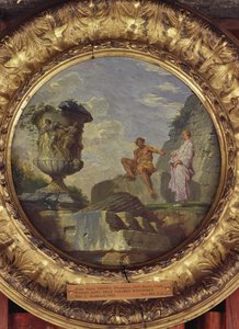 Rauniot kahden miehen kanssa, n. 1750-60 (öljy kuparille) tekijältä Giovanni Paolo Pannini