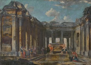 Kohtaus Rooman raunioissa, noin 1740 tekijältä Giovanni Paolo Pannini