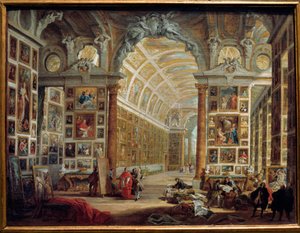 Silvio Valenti Gonzagan (tai Gonzaguen) (1690-1756), Klemens XII:n kardinaalin galleria Giovanni Paolo Panninin (Panini) (1691-1765) maalaus 1700-luvun su. 0,48x0,64 m Marseille, Kuvataidemuseo tekijältä Giovanni Paolo Pannini