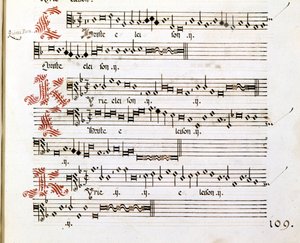 Kyrien käsikirjoitus "Mantovan sotkuista" Giovanni Pierluigi da Palestrina (1525 - 1594), italialainen säveltäjä. tekijältä Giovanni Pierluigi da (after) Palestrina