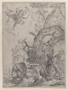 Vulcanin takomo, jossa sepät lyövät alasin vasaralla..., 1640-59.