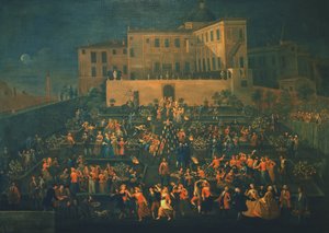 Mozzatoren juhla Palazzo Rospigliosin puutarhassa vuonna 1740, noin 1740 tekijältä Giovanni Reder