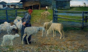 Palaa talliin. 1888 tekijältä Giovanni Segantini