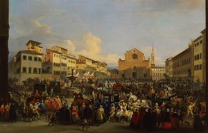 Piazza Santa Croce Firenzessä karnevaalin aikana