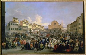 Näkymä Piazza Santa Crocelle karnevaalien yhteydessä, 1846.