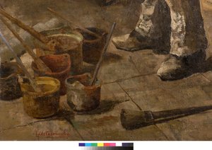 Olen myös maalari tai Dilettante tai The painters studio, 1885 (tieto 3497601)