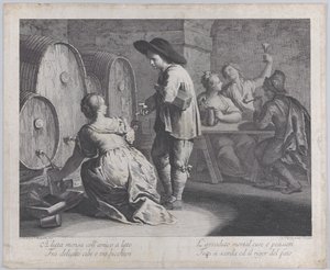 Baarimikko täyttää mukeja..., 1760-70. tekijältä Giovanni Volpato