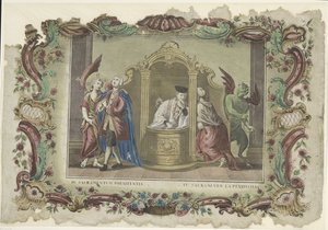 Het sakramentti van de biecht IV. Katumuksen sakramentti / IV. Katumuksen sakramentti (nimi esineessä) Seitsemän sakramenttia (sarjan nimi) tekijältä Giovanni Volpato