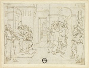 Pilatus pesee kätensä, kun Kristus johdetaan pois tekijältä Giovanni da Bologna