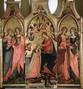 Neitsyen kruunaamisen triptyykki - Giovanni da Gaetan maalaus (toimii noin 1449-1472) 1400-luvun Gaeta, museo diocesano tekijältä Giovanni da Gaeta