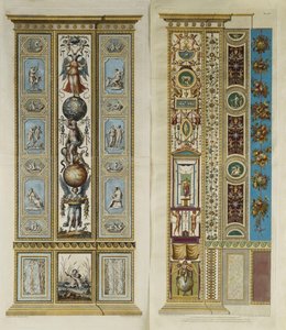Arabeskikoristeet Vatikaanin loggiassa (värillinen kaiverrus) tekijältä Giovanni da Udine (after)