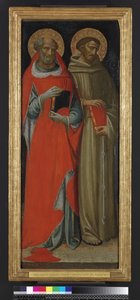 St Jerome ja St Francis (tempera ja kulta paneelissa)