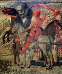Episodit Pyhän Nikolauksen Barilaisen elämästä (St Nicholas of Myra) - Predelle - Yksityiskohta - Giovanni di Francescon (n. 1428-1459) maalaus 1400-luvulla Firenze Casa Buonarroti tekijältä Giovanni di Francesco del Cervelliera
