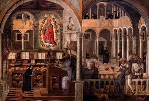 Pyhä Hieronymus ilmestyy pyhälle Augustinukselle, noin 1505-1510 (öljy ja tempera kankaalle).
