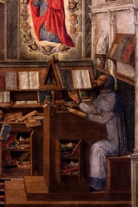 Pyhä Hieronymus ilmestyy pyhälle Augustinukselle, noin 1505-1510 (öljy ja tempera kankaalle).