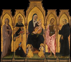 Madonna ja lapsi pyhien kanssa, 1454. tekijältä Giovanni di Paolo