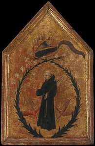Pyhän Nikolauksen Tolentinon riemu, n. 1450. tekijältä Giovanni di Paolo